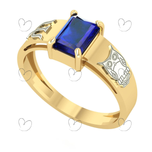 Anel Formatura Retangular 5x7mm Psicologia Ouro 18k