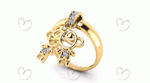 Anel Kaká Dois Meninos de Boné com Diamante Ouro 18k