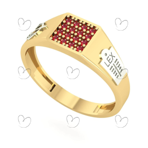 Anel Formatura Masculino Pavê Direito Ouro 18k