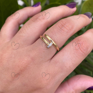 Anel Prego Cravejado Ouro 18k
