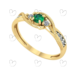 Anel Formatura Cobra Medicina Com Esmeralda e Diamantes Ouro 18k