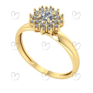 Anel Chuveiro Pedra Centro Ouro 18k