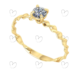 Anel Aro Torcido Com Pedra 4mm Em Ouro 18k