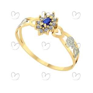 Anel Formatura Navete com Coração Engenharia Agronômica Ouro 18k