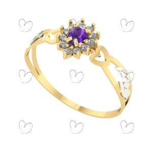 Anel de Formatura Gota com Coração Moda Ouro 18k