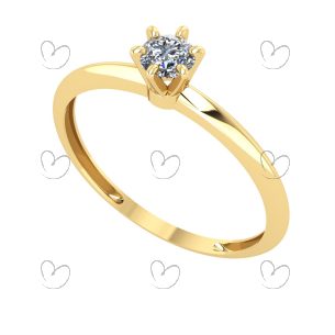 Anel Solitário Classico De 4mm Em Ouro 18k