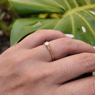 Anel Solitário Classico De 4mm Em Ouro 18k