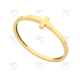 Anel Cruz Minimalista Pequeno em Ouro 18k 