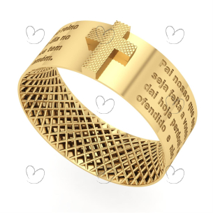 Anel Pai Nosso Forro Vazado Ouro 18k