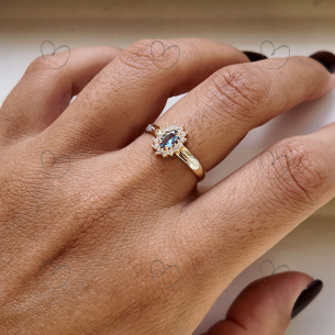 Anel de Formatura Oval Aro Inteiro Biologia Ouro 18k