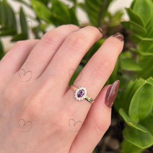 Anel de Formatura Oval Aro Inteiro Moda Ouro 18k