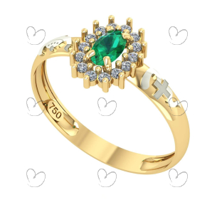 Anel de Formatura Oval Aro Inteiro Enfermagem Ouro 18k