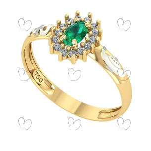 Anel de Formatura Oval Aro Inteiro Enfermagem Ouro 18k