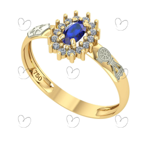 Anel de Formatura Oval Aro Inteiro Engenharia Agronômica Ouro 18k