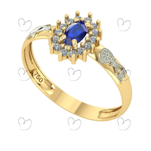 Anel Formatura Oval Aro Inteiro Engenharia Civil Ouro 18K