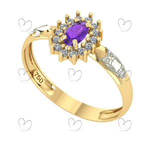 Anel de Formatura Oval Aro Inteiro Letras Ouro 18k