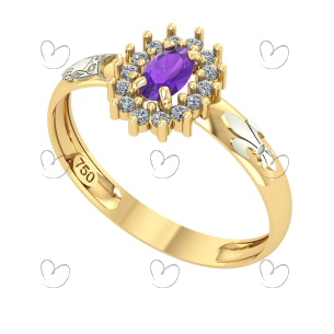 Anel de Formatura Oval Aro Inteiro Letras Ouro 18k