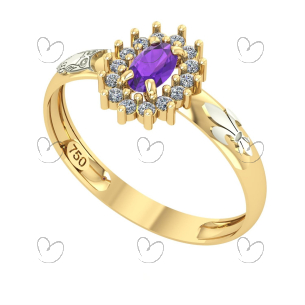 Anel de Formatura Oval Aro Inteiro Letras Ouro 18k