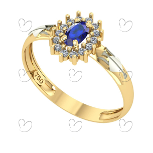 Anel de Formatura Oval Aro Inteiro Recursos Humanos Ouro 18k