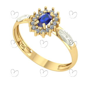 Anel de Formatura Oval Aro Inteiro Relações Internacionais Ouro 18k