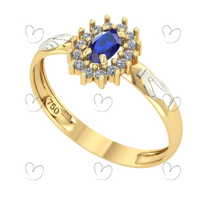 Anel de Formatura Oval Aro Inteiro Relações Internacionais Ouro 18k