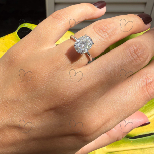 Anel Solitário Diamante Moissanite 7x10mm 2,5ct Ouro 18k