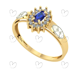 Anel Formatura Administração Oval Aro Detalhe Vazado Ouro 18K