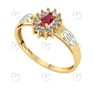 Anel Formatura Direito Oval Aro Detalhe Vazado Ouro 18K