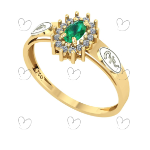 Anel Formatura Enfermagem Oval Aro Detalhe Vazado Ouro 18K