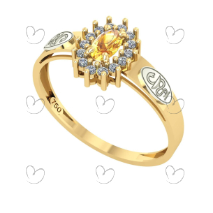 Anel Formatura Farmácia Oval Aro Detalhe Vazado Ouro 18K