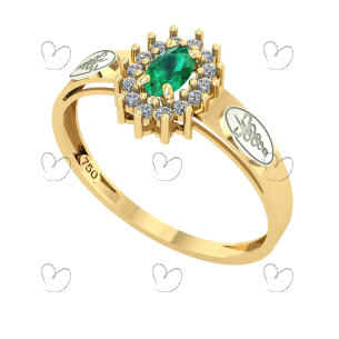 Anel Formatura Fisioterapia Oval Aro Detalhe Vazado Ouro 18K