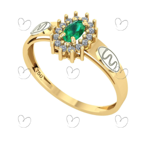 Anel Formatura Medicina Oval Aro Detalhe Vazado Ouro 18K