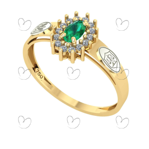 Anel Formatura Nutrição Oval Aro Detalhe Vazado Ouro 18K