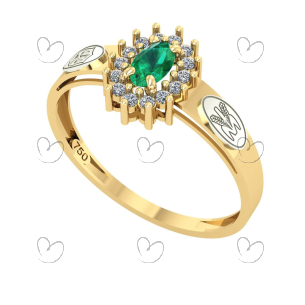 Anel Formatura Nutrição Oval Aro Detalhe Vazado Ouro 18K