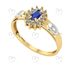 Anel Formatura Psicologia Oval Aro Detalhe Vazado Ouro 18K