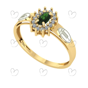 Anel Formatura Tecnico Em Enfermagem Oval Aro Detalhe Vazado Ouro 18K