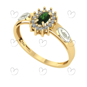 Anel Formatura Tecnico Em Enfermagem Oval Aro Detalhe Vazado Ouro 18K