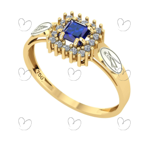 Anel Formatura Arquitetura Quadrado Aro Detalhe Vazado Ouro 18K