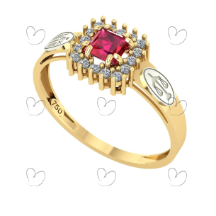 Anel Formatura Direito Quadrado Aro Detalhe Vazado Ouro 18K