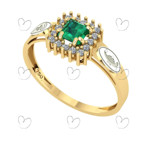 Anel Formatura Enfermagem Quadrado Aro Detalhe Vazado Ouro 18K