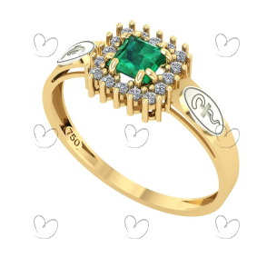 Anel Formatura Enfermagem Quadrado Aro Detalhe Vazado Ouro 18K