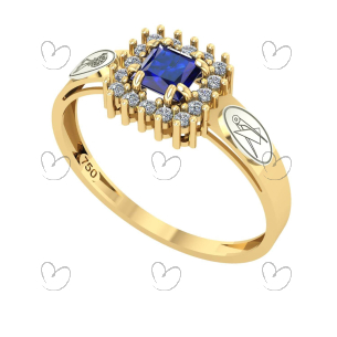 Anel Formatura Engenharia Civil Quadrado Aro Detalhe Vazado Ouro 18K