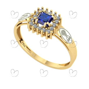 Anel Formatura Engenharia Civil Quadrado Aro Detalhe Vazado Ouro 18K