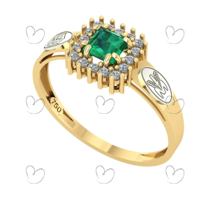 Anel Formatura Nutrição Quadrado Aro Detalhe Vazado Ouro 18K