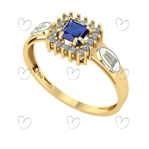 Anel Formatura Pedagogia Quadrado Aro Detalhe Vazado Ouro 18K