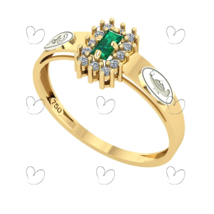 Anel Formatura Enfermagem Baguete Aro Detalhe Vazado Ouro 18K