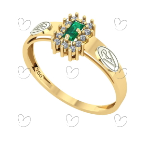 Anel Formatura Medicina Veterinaria Baguete Aro Detalhe Vazado Ouro 18K