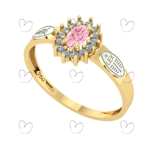 Anel Formatura Ciências Contábeis Oval Aro Reto Ouro 18K