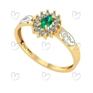 Anel Formatura Enfermagem Oval Aro Reto Ouro 18K