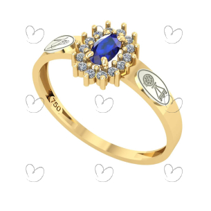 Anel Formatura Engenharia Civil Oval Aro Reto Ouro 18K